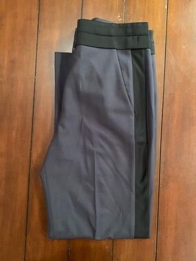Men's Gray Dress Pants with Black Side Stripe